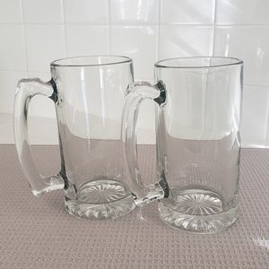 Set Of 2 Glass Beer Mugs